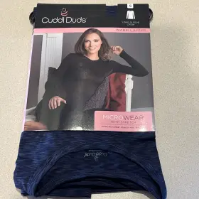 Cuddl Duds 086201527126 Microwear Stretch Long Sleeve Crew Blue-black Small New
