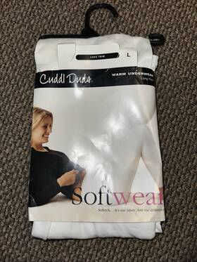 Cuddl Duds 086201568006 Softwear Lace Edge Warm Long Underwear Pants Size Large White Nwt