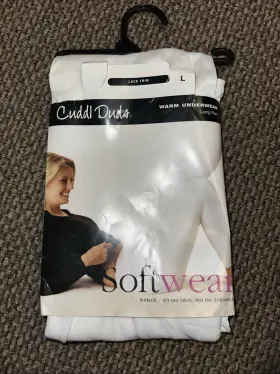 Cuddl Duds 086201568006 Softwear Lace Edge Warm Long Underwear Pants Size Large White Nwt