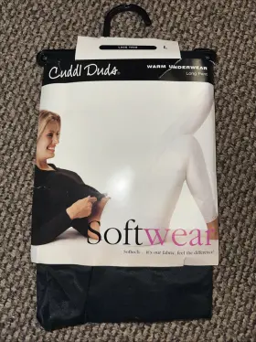 Cuddl Duds 086201579804 Softwear Lace Edge Warm Long Underwear Pants Size Large Black Nwt
