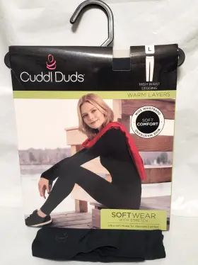 Cuddl Duds 086201745629 Black Womens Softwear With Stretch High Waist Leggings Size L 14-16