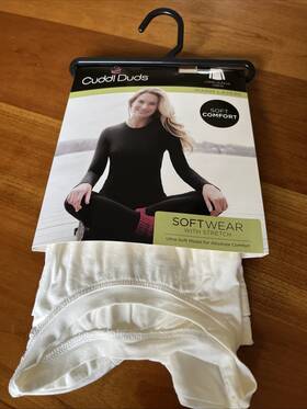 Cuddl Duds 086201746282 Womens Softwear Stretch Long Sleeve Crew Top Medium Ivory New