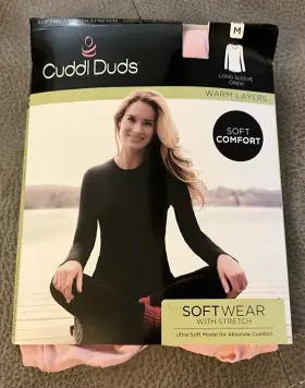 Cuddl Duds 086201746633 Soft Wear With Stretch Warm Layers - Long Sleeve Crew Medium Pink