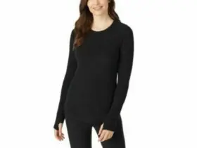 Cuddl Duds 086201781054 Fleece With Stretch Long Sleeve Crew Black Large