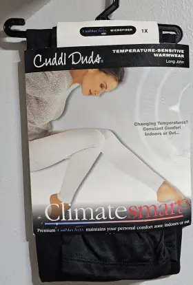 Cuddl Duds 086201783515 Womens Climatesmart Thermal Wicking Warm Layers Long John Black 1x