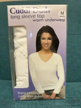 Cuddl Duds 086201803466 New Ladies Long Sleeve Top Shirt Warm Underwear White Johns Nib