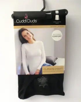 Cuddl Duds 086201911901 Womens Top Climatesmart Long Sleeve Crew Sz M 10-12 Black