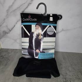 Cuddl Duds 086201975842 Fleecewear Long Sleeve Crew Large With Stretch Warm Layers Black