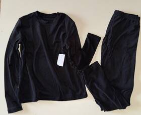 Cuddl Duds 196194508108 Boys Crew Top Bottoms Set Size Xl 16/18 Black Texture Grid New
