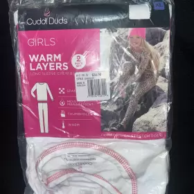 Cuddl Duds 196194508429 Girls Crew Top Bottoms Set Size Xl 14/16 White