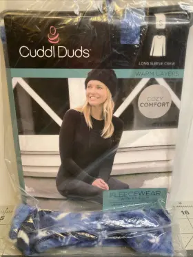 Cuddl Duds 196194513997 Fleecewear Long Sleeve Crew Stretch Warm Layers Blue Moons Stars Sz S
