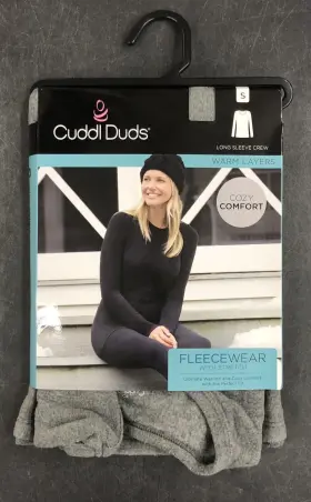 Cuddl Duds 196194514413 Womens Large Long Sleeve Crew Neck Top Fleecewear Base Layer Charcoal