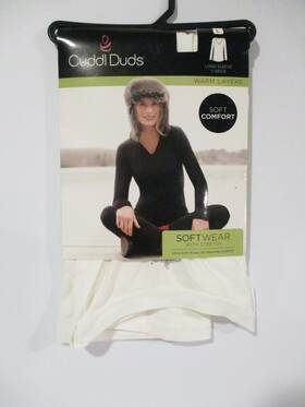 Cuddl Duds 196194520162 Womens Softwear Stretch Long Sleeve V-neck Top Size Large 14-16 Ivory