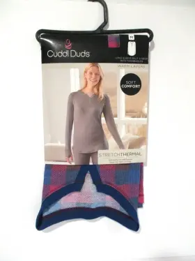 Cuddl Duds 196194522005 Womens Stretch Thermal Long Sleeve Split V Neck Size Medium 10-12