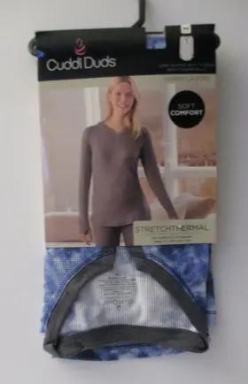 Cuddl Duds 196194522302 Womens Stretch Thermal Long Sleeve Split V Top Size Medium 10-12
