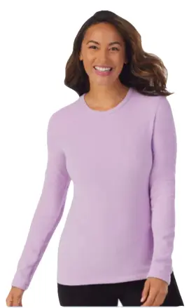 Cuddl Duds 196194589428 Women S Fleecewear Strech Long Sleeve Crew Top Pink Heather L New
