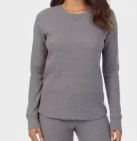 Cuddl Duds 196194644424 Warm Essentials By Small Long Sleeve Gray Waffle Therma New