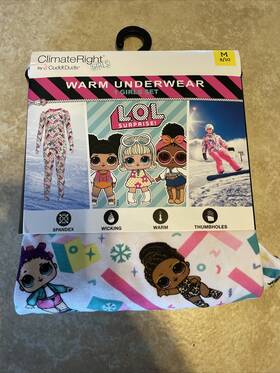 Cuddl Duds 196194682204 New Climate Right By Warm Underwear Set-lol Suprise -girls M 8/10