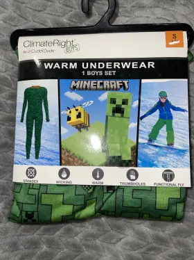 Cuddl Duds 196194682518 Climate Right Boys By Warm Underwear Minecraft Small New