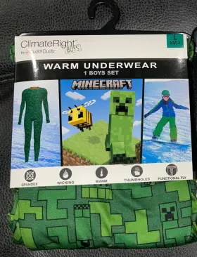 Cuddl Duds 196194682532 Climate Right Boys By Warm Underwear Minecraft Large 10/12 New