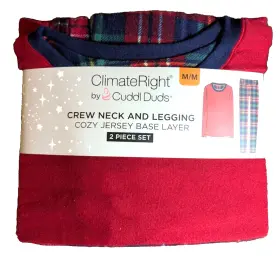 Cuddl Duds 196194823683 Climate Right Womens Jersey Long Sleeve Crew Neck And Legging Size M