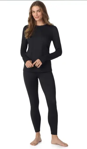 Cuddl Duds 196194970684 Womens Fleece Lined Thermal Base Layer Set - Black Size L Bnwt