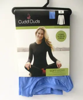 Cuddl Duds 197117343356 Womens Softwear Stretch Long Sleeve Crew Top Medium 10-12 Blue