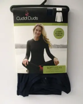 Cuddl Duds 197117343615 Womens Softwear Stretch Long Sleeve Crew Top Size Large 14-16 Navy