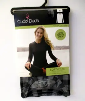 Cuddl Duds 197117343851 Womens Softwear Stretch Long Sleeve Crew Top Medium 10-12 Char Check