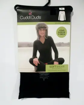 Cuddl Duds 197117345275 Womens Softwear Stretch Long Sleeve V-neck Top Size Xl 18-20 Black