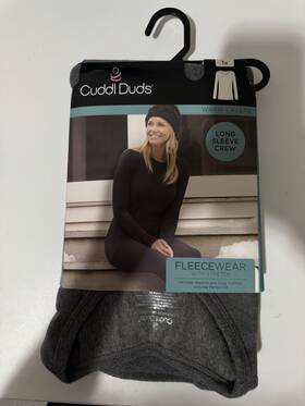 Cuddl Duds 197117348320 Womens Fleecewear W Stretch Lg Sleeve Crew Top Size -1x - Charcoal