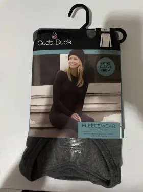 Cuddl Duds 197117348320 Womens Fleecewear W Stretch Lg Sleeve Crew Top Size -1x - Charcoal