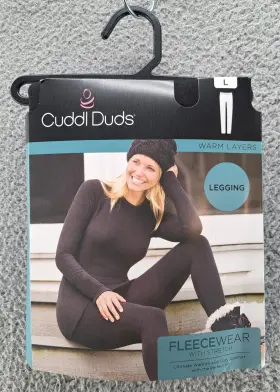 Cuddl Duds 197117349143 Leggings Womens Large Black Fleecewear With Stretch Warm 14-16 Nwt