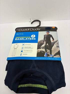 Cuddl Duds 197117355236 Performance Baselayers 2 Piece Set Boys Small Navy