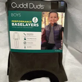 Cuddl Duds 197117355670 Boys Xl 16/18 Performance Baselayers Crew Top And Pants/2 Piece Fleece