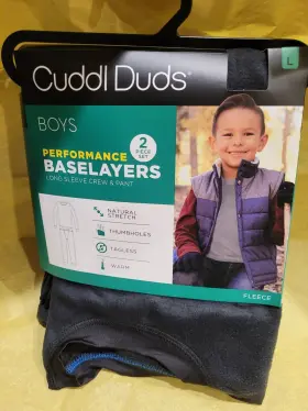Cuddl Duds 197117355762 2-piece Base Layers Set Size L 12-14 Color Is Black New 2 Available