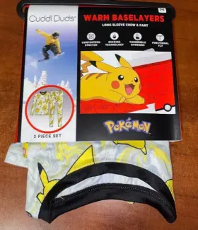 Cuddl Duds 197117356158 Pokemon 2 Piece Warm Baselayer Set Boys Medium 8/10 Pants Shirt New