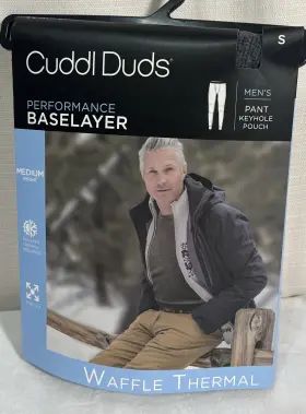 Cuddl Duds 197117358428 Men Baselayer Pants Waffle Thermal Bottoms Gray Size Small New