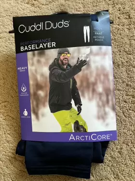 Cuddl Duds 197117364429 Performance Baselayer Pants Men Large Black Arcticore Keyhole Pouch