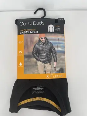 Cuddl Duds 197117364948 Mens Performance Baselayer Long Sleeve Crew Black Xxl New Fleece Top