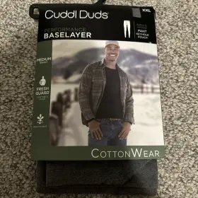 Cuddl Duds 197117376828 Nwt Base Layer Pants Mens Xxl Cotton Wear Heather Gray Midweight