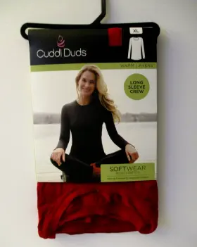 Cuddl Duds 197117388616 Womens Softwear Stretch Long Sleeve Crew Top Xl 18-20 Red