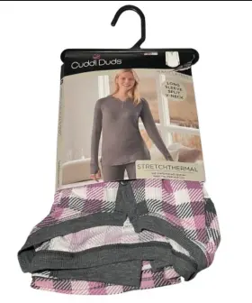 Cuddl Duds 197117392774 Stretch Thermal Long Sleeve Split V Neck Buttons Thumbhole 2x Plus