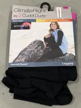 Cuddl Duds 197117501794 Climate Right Womens Xs Thermal Guard Leggings Black Base Layer New
