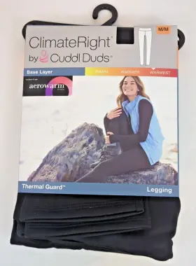 Cuddl Duds 197117501817 Climate Right Womens Medium Thermal Guard Leggings Black Base Layer