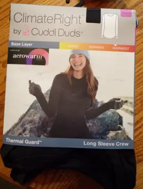 Cuddl Duds 197117501855 Climate Right Black Baselayer Thermal Crew Womens Size Xs Nip