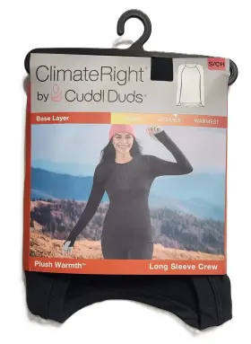 Cuddl Duds 197117501954 Climateright By Women Plush Warmth Base Layer Crew Top - Size S