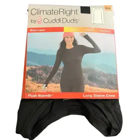 Cuddl Duds 197117501961 Climateright By Long Sleeve Crew Top Base Layer Stretch Black Medium