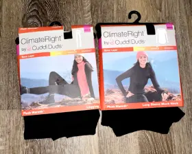 Cuddl Duds 197117502036 Climate Right Plush Warmth Mock Neck Crew Legging Black Women Xs