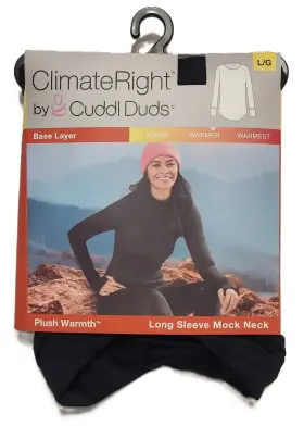 Cuddl Duds 197117502067 Climateright By Women Plush Warmth Base Layer Mock Neck Top - Size L